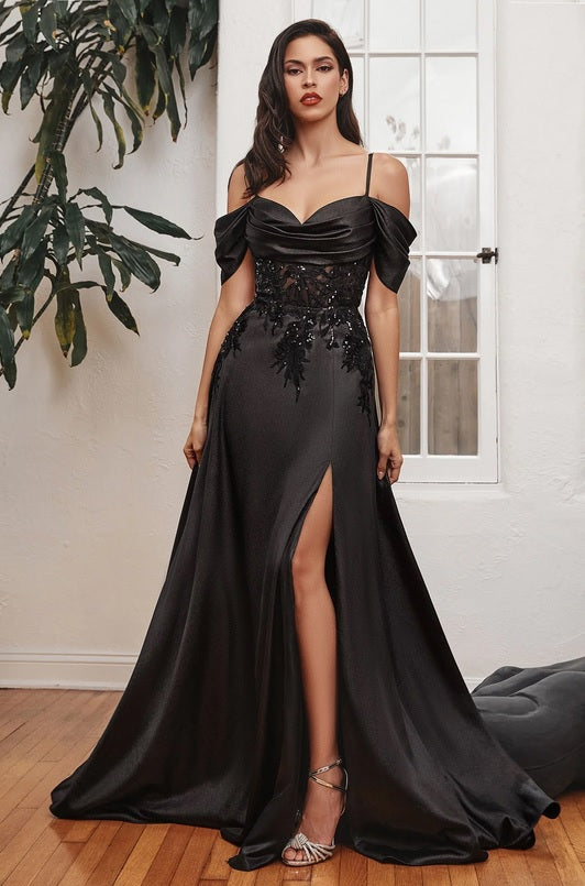 custom made A line satin black wedding dress envious bridal & formal