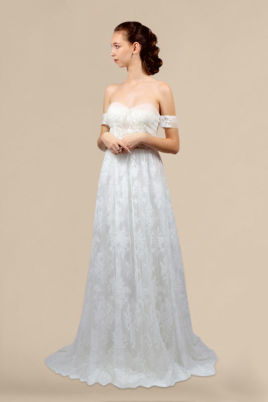 custom made boho off shoulder lace wedding dress perth australia envious bridal & formal