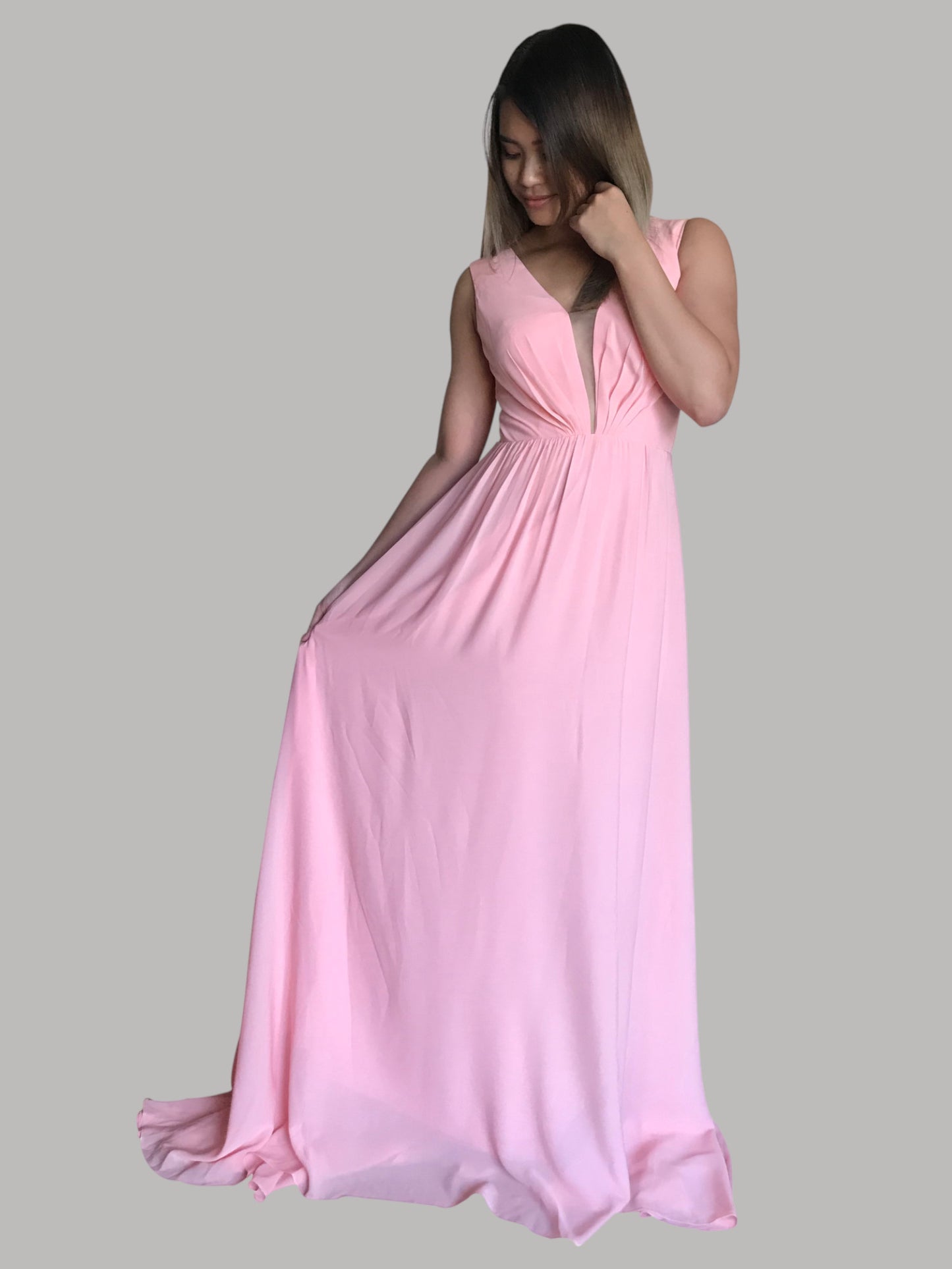 Custom made chiffon baby pink bridesmaid dress online Australia Envious Bridal & Formal