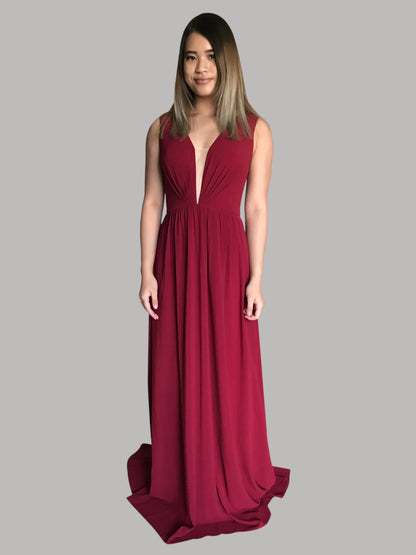 custom made chiffon burgundy bridesmaid dress Perth Australia Envious Bridal & Formal