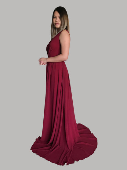 Custom made chiffon burgundy red bridesmaid dress online Australia Envious Bridal & Formal