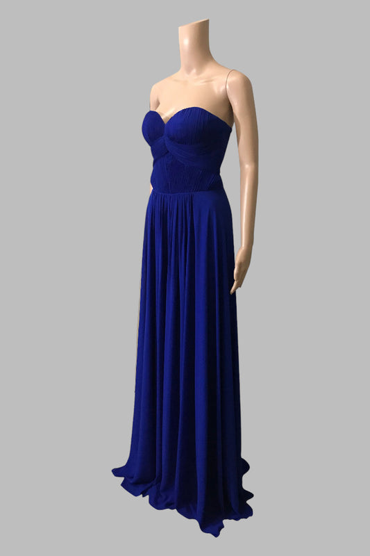 Custom made chiffon cobalt blue bridesmaid dress Perth Australia Envious Bridal & Formal