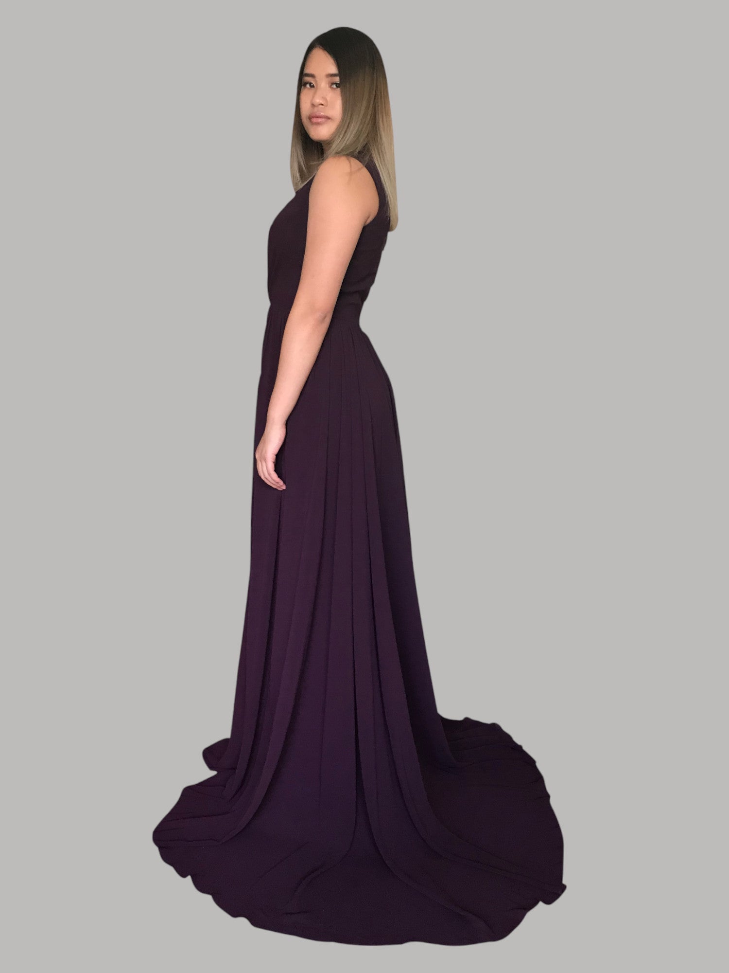 Custom made chiffon dark purple bridesmaid dress online Australia Envious Bridal & Formal