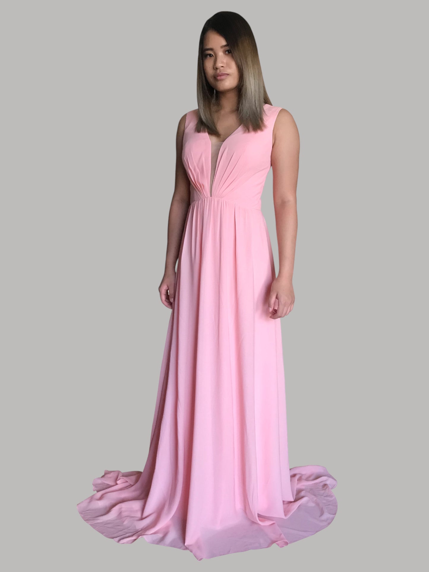 Custom made chiffon light pink bridesmaid dress Perth Australia Envious Bridal & Formal