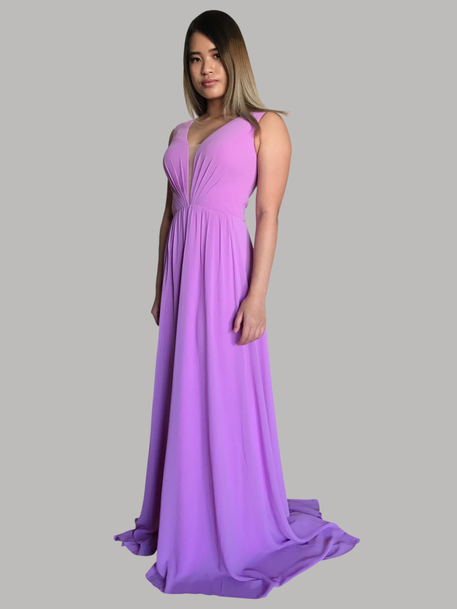 Custom made chiffon lilac purple bridesmaid dress Perth Australia Envious Bridal & Formal