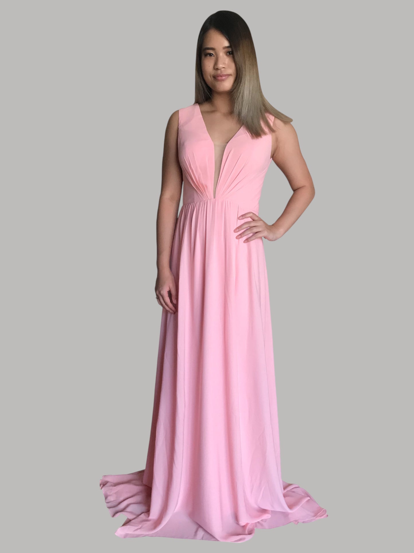 Custom made chiffon pastel pink bridesmaid dress online Australia Envious Bridal & Formal