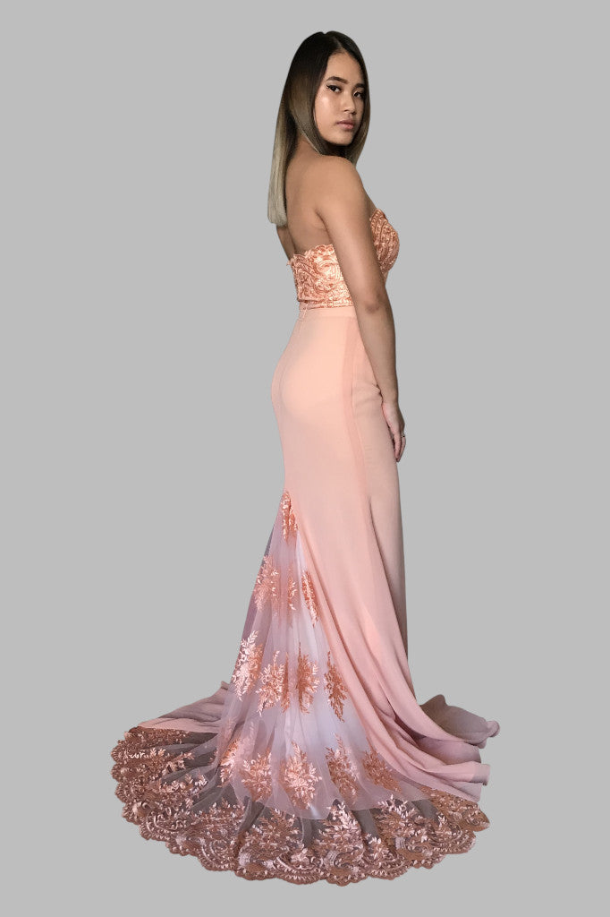 custom made chiffon salmon pink bridesmaid dresses Perth Australia Envious Bridal & Formal