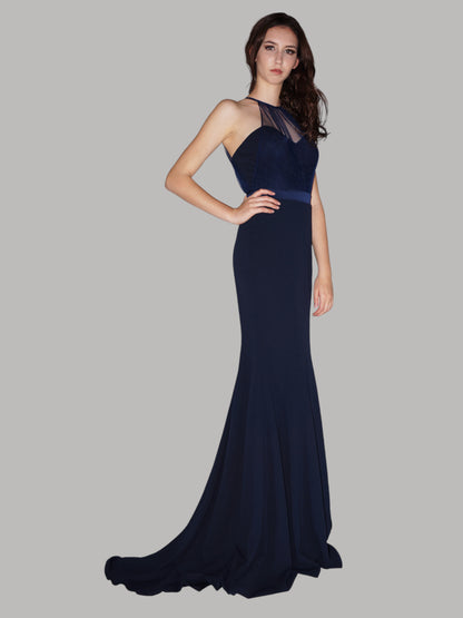 Custom made halter navy blue bridesmaid dresses Perth Subiaco Australia online Envious Bridal & Formal