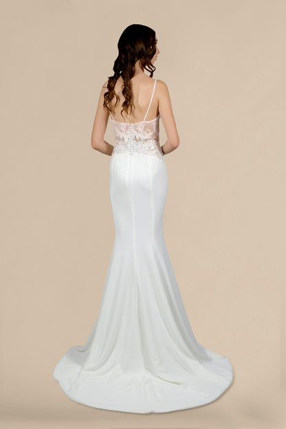 CLARABELLE | Lace Bodice Minimalist Mermaid Wedding Dress