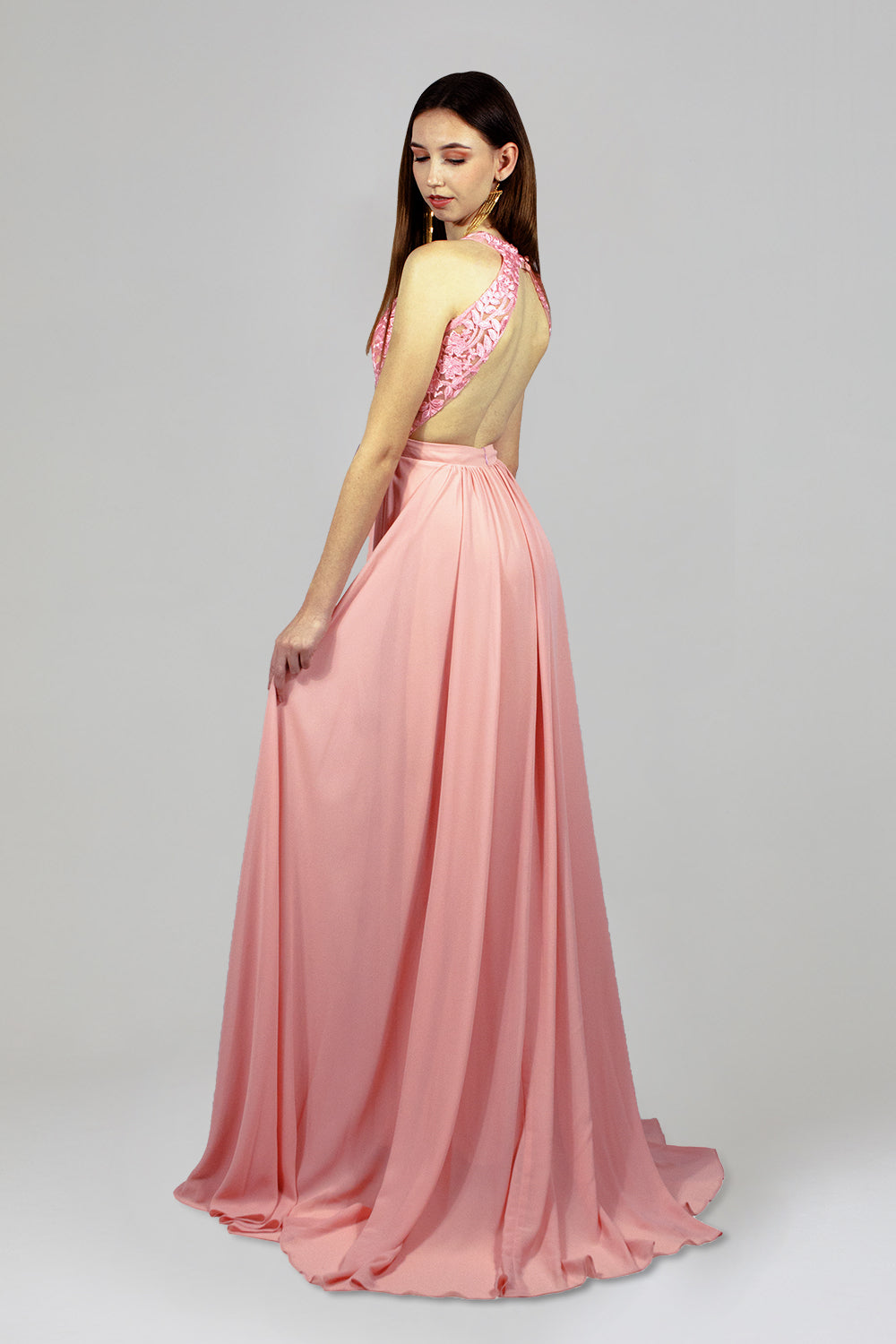 custom made lace bodice cgiffon pink formal dress envious bridal & formal