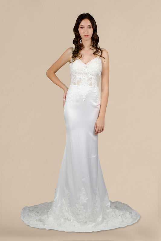 custom made lace bodice silk mermaid wedding dress perth australia envious bridal