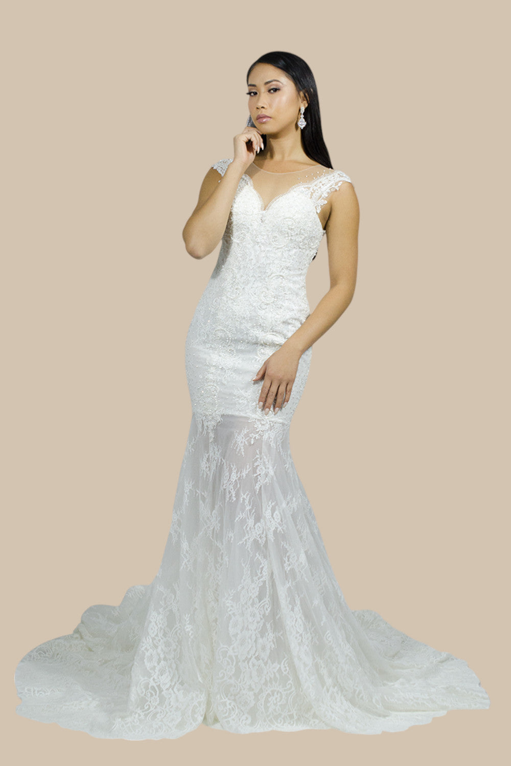 Custom made lace fitted mermaid wedding dresses Perth Australia online Envious Bridal & Formal