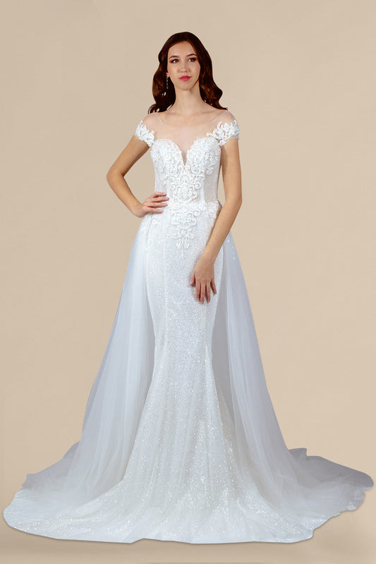 custom made lace glitter wedding dress tulle overskirt perth australia envious bridal & formal