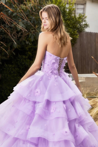 ARDEN Strapless Layered Tulle Ball Gown Purple Wedding Dress