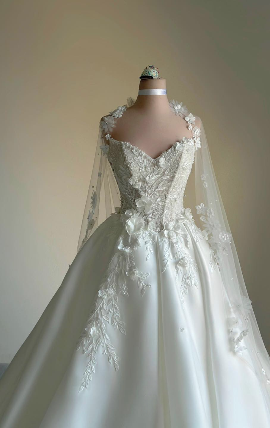 ZYRA | Strapless Duchess Satin Ball Gown Wedding Dress