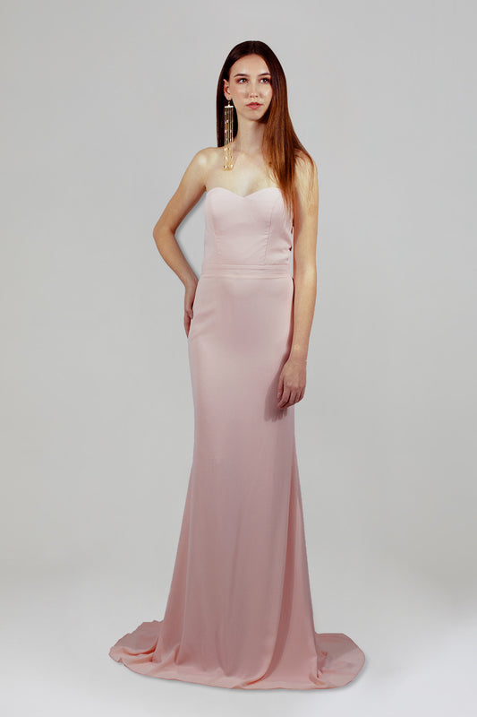 custom made strapless light pink silk chiffon bridesmaid dresses perth australia envious bridal & formal