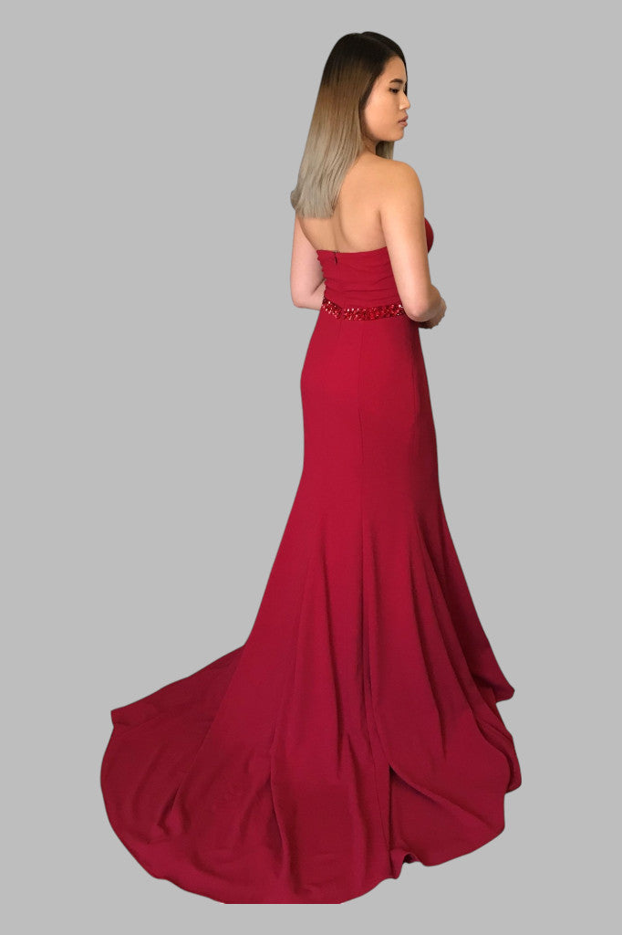 custom made strapless red formal ball dresses Perth Australia Envious Bridal & Formal