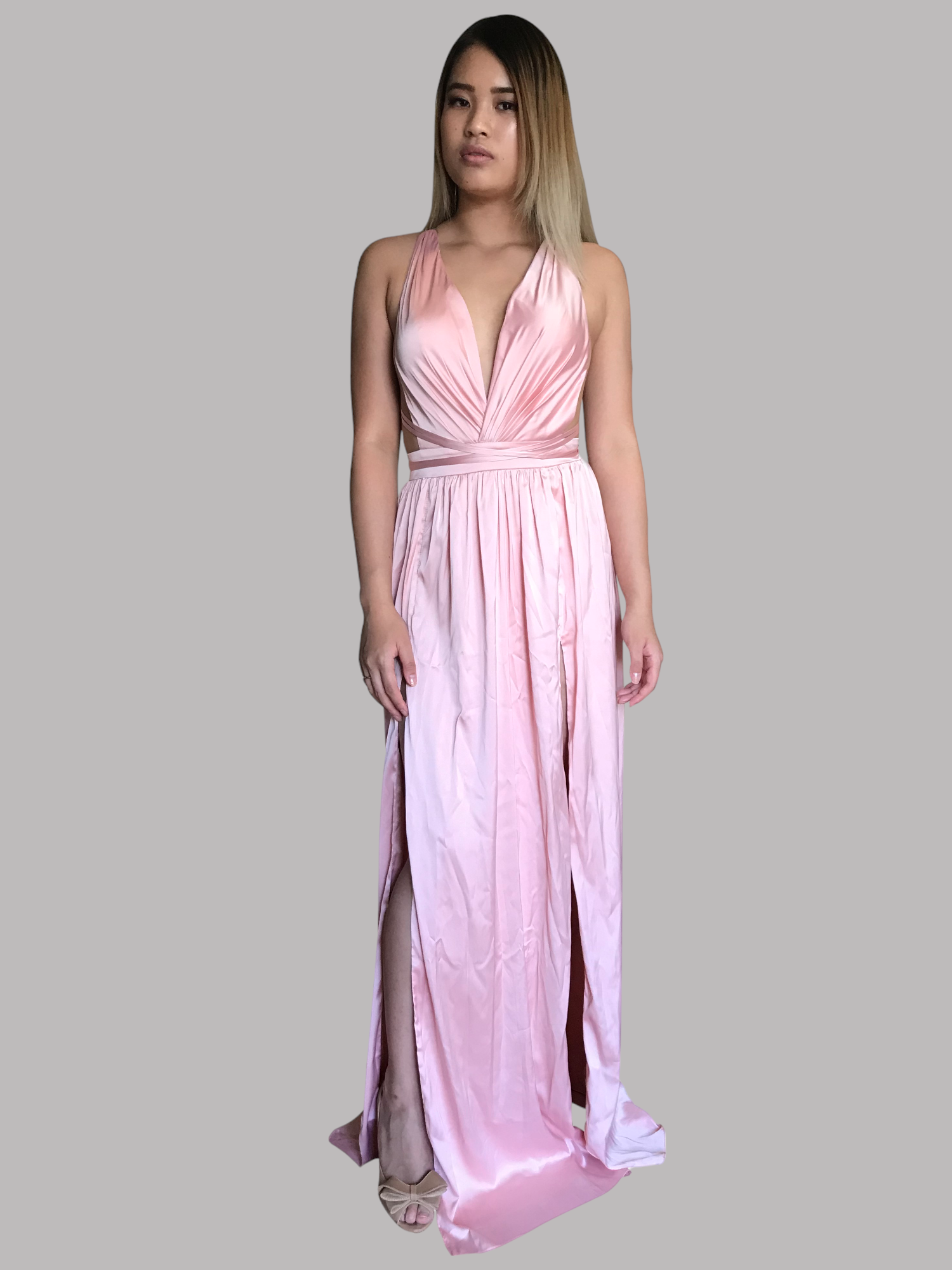 Custom made blush pink backless formal ball dresses Perth Australia Envious Bridal & Formal