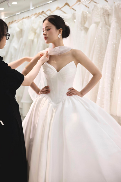 custom satin ball gown wedding dresses Perth Australia Envious Bridal & Formal