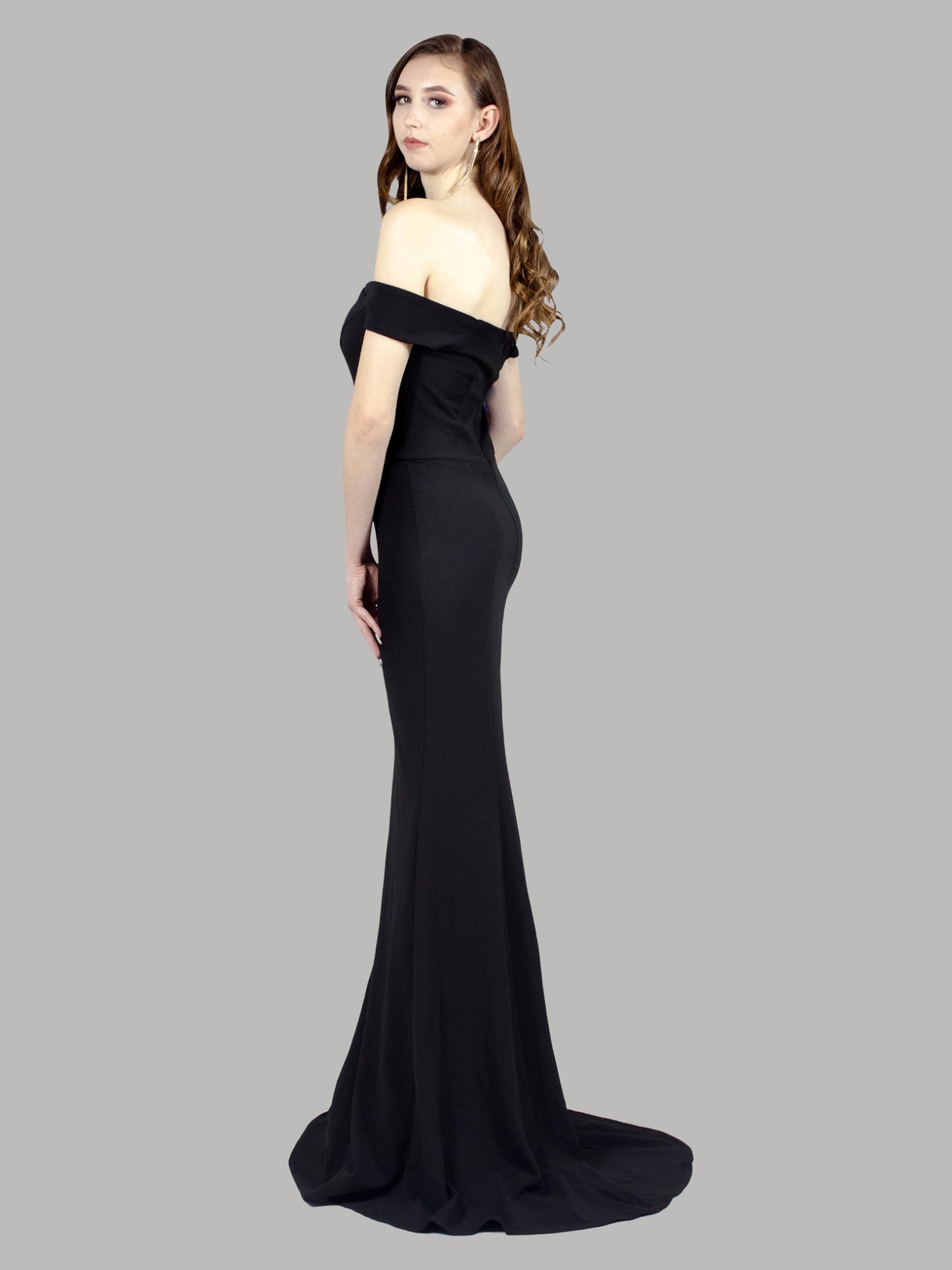 CHERISE | Off The Shoulder Fitted Black Bridesmaid Dress