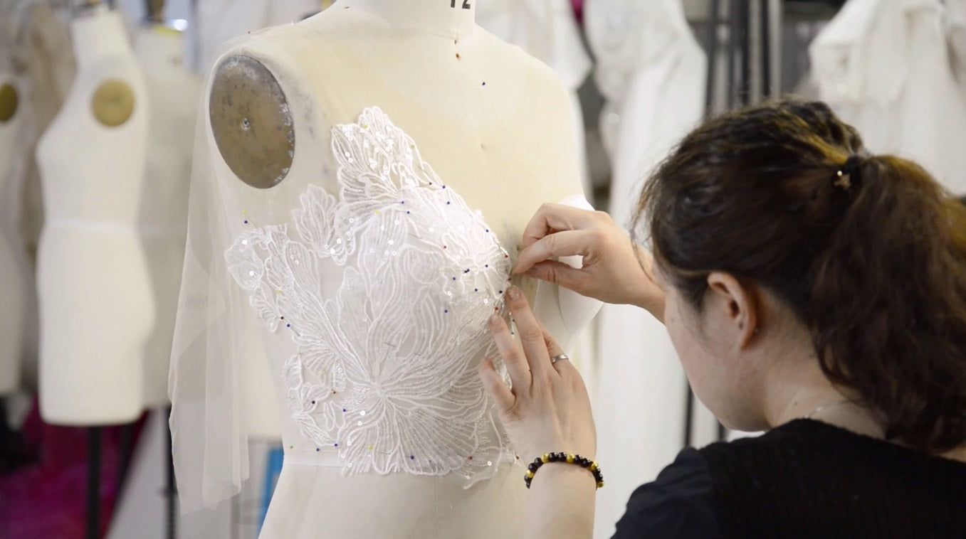 behind the scenes custom made wedding dresses