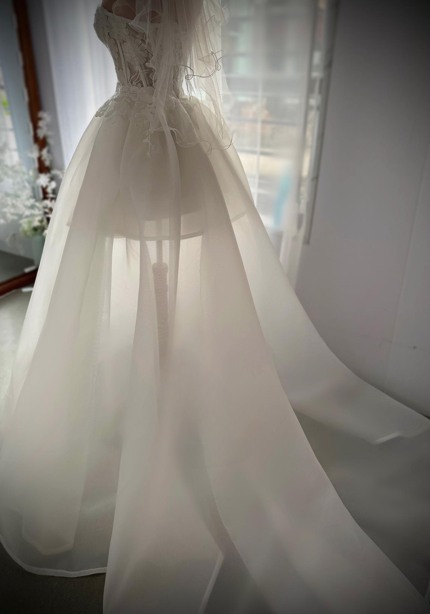 Custom made wedding dresses with detachable long skirt Envious Bridal & Formal Perth Australia