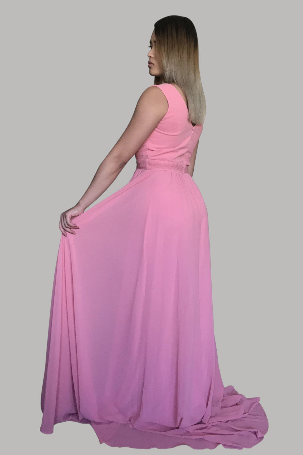 AVINA | Flowy Chiffon Pink Bridesmaid Dress