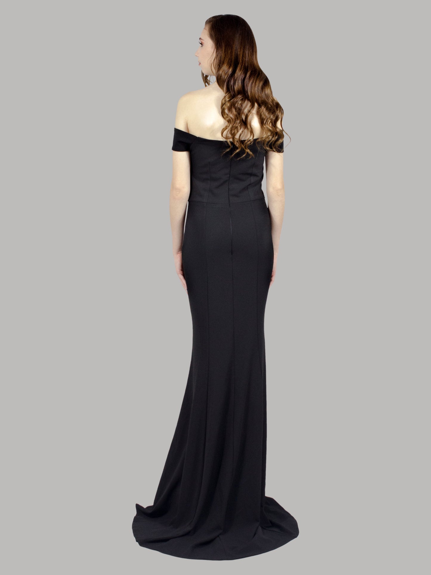 CHERISE | Off The Shoulder Fitted Black Bridesmaid Dress