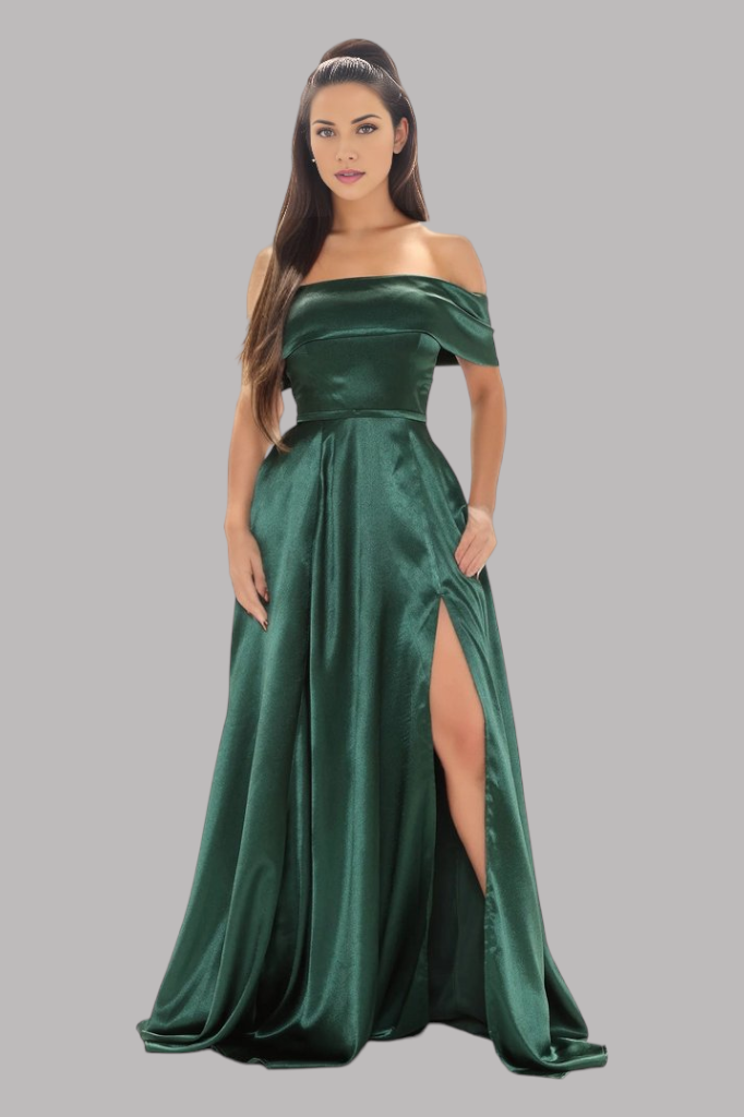 Off The Shoulder A Line Green Formal Gown PErth Australia Envious Bridal & Formal