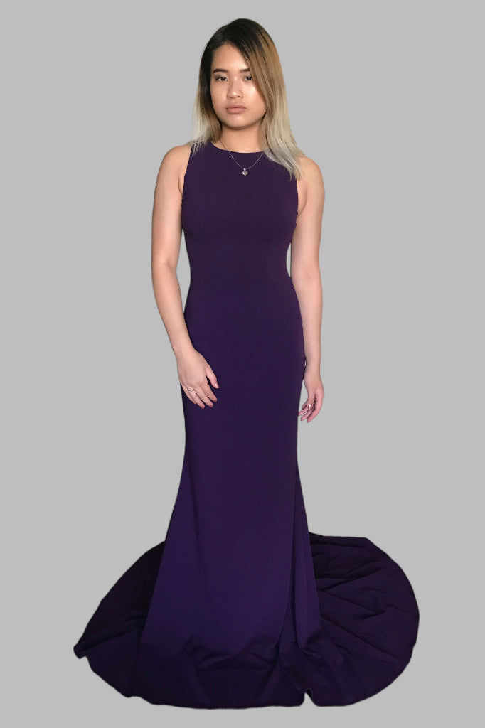 dark purple mermaid illusion back formal dress Perth Australia