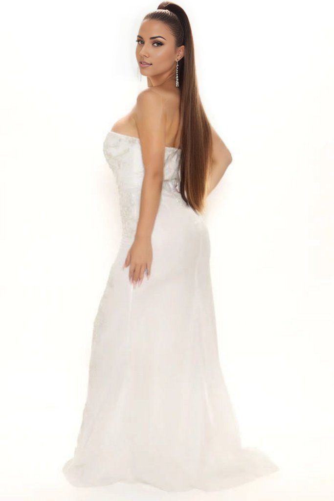 strapless ivory white shimmery formal gowns Perth Australia Envious Bridal & Formal