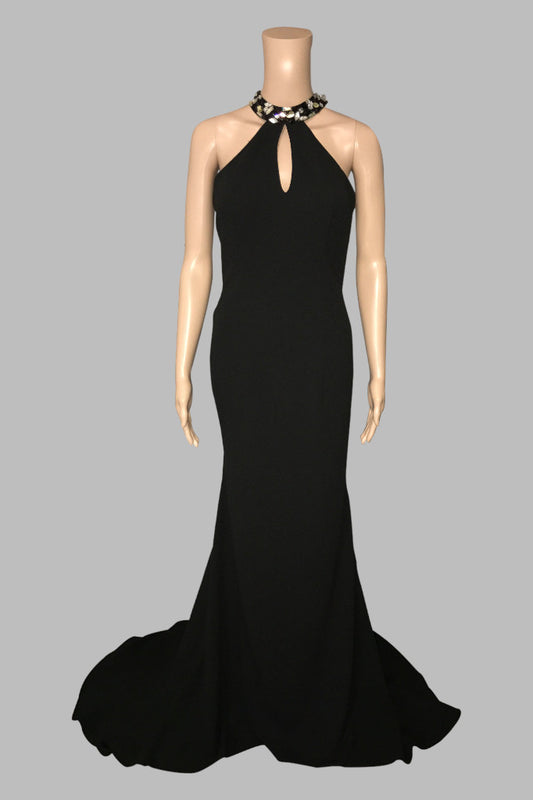 halter black fitted mermaid formal dresses custom made Perth Australia Envious Bridal & Formal