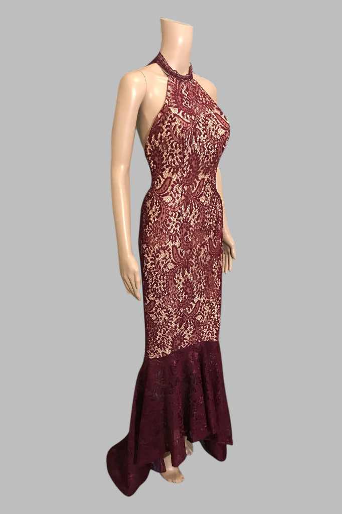 halter burgundy lace bridesmaid dresses Perth Australia Envious Bridal & Formal