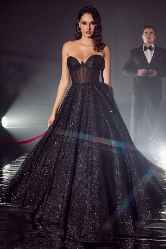 KARLEE | Strapless Shimmer Corset Black Wedding Gown