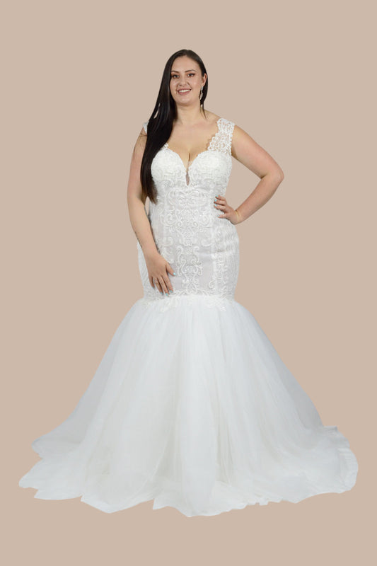 Plus size fit and flare wedding gowns Perth Australia Envious Bridal & Formal