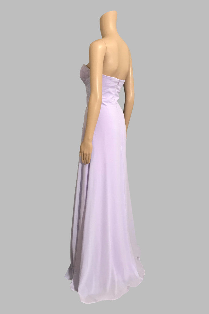 AVIE | Strapless Flowy Chiffon Pastel Purple Bridesmaid Dress