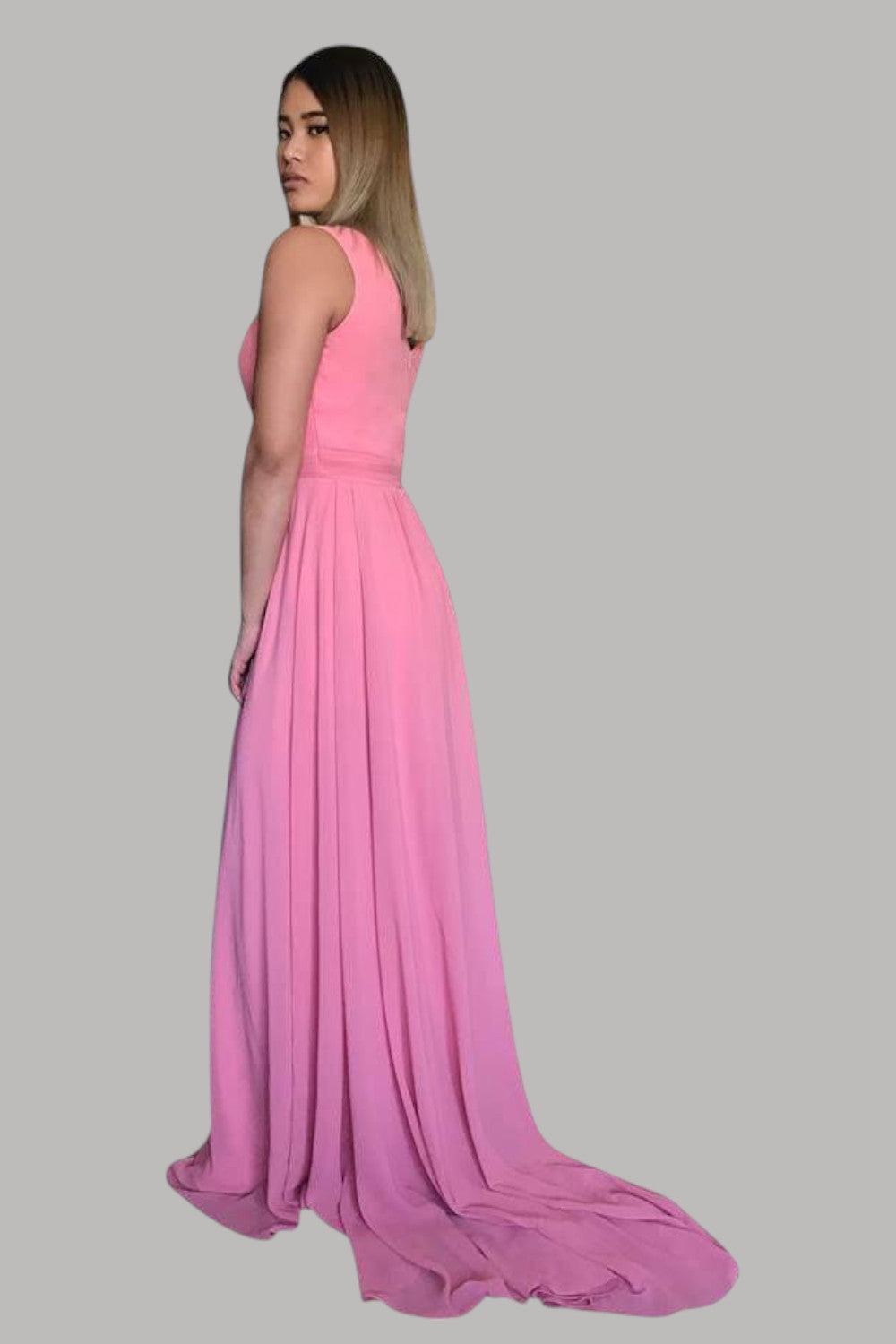 AVINA | Flowy Chiffon Pink Bridesmaid Dress