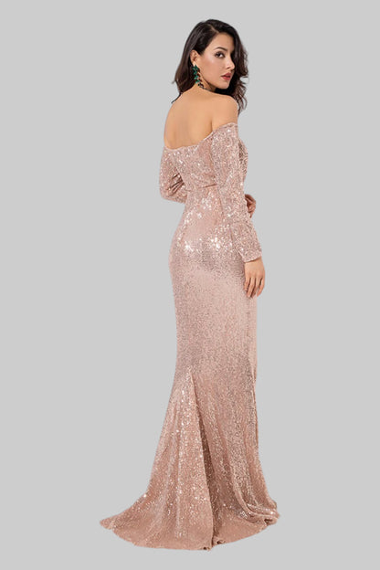 rose gold sequin long sleeve formal dresses perth australia envious bridal & formal