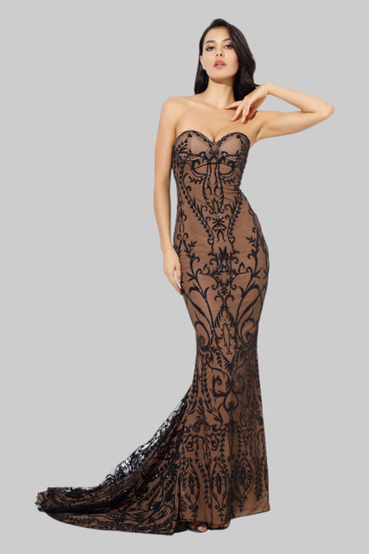 black strapless formal dress australia Classic Black Satin Ballgown with Strapless Sweetheart Neckline
