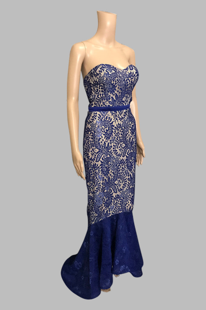 strapless cobalt blue lace bridesmaid dress Perth Australia online Envious Bridal & Formal