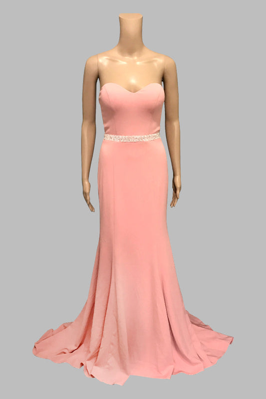 strapless fitted mermaid pink formal dress custom made Envious Bridal & Formal Perth Australia