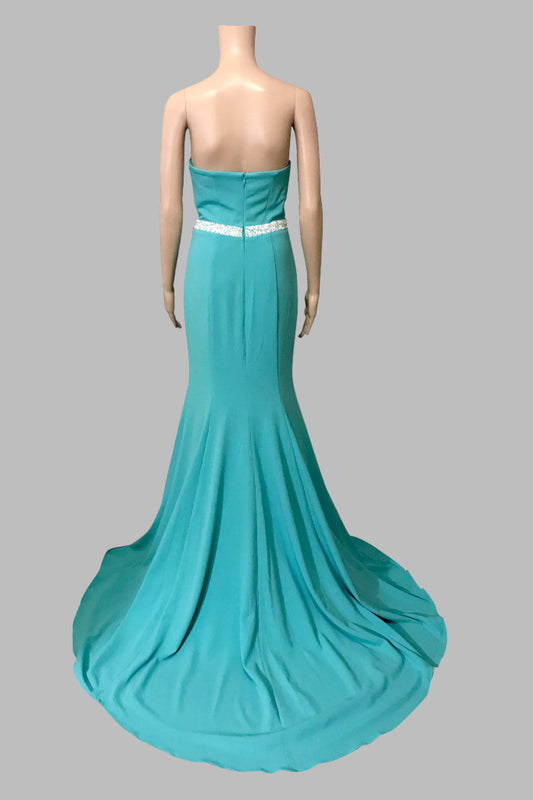 strapless fitted mermaid turquoise formal bridesmaid dresses custom made Envious Bridal & Formal