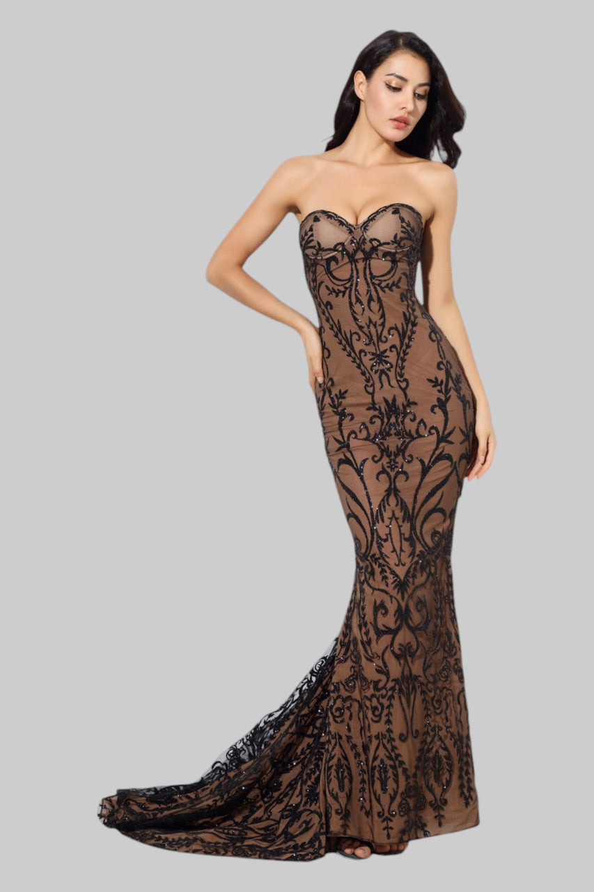 Strapless glitter mesh mermaid ball formal dresses Australia online Envious Bridal & Formal