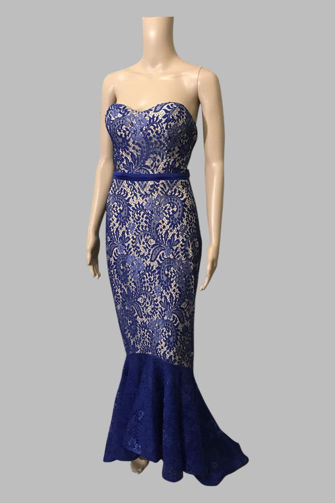 strapless lace cobalt blue bridesmaid dresses Perth Australia Envious Bridal & Formal