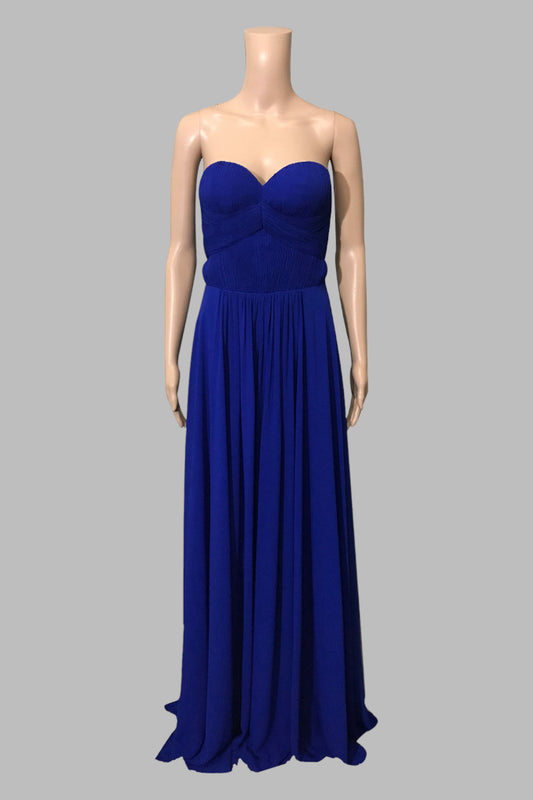 strapless pleated chiffon cobalt blue bridesmaid dresses Perth Australia Envious Bridal & Formal