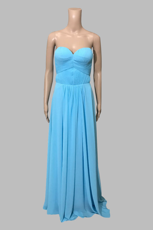 strapless pleated chiffon light blue bridesmaid dresses Perth Australia Envious Bridal & Formal