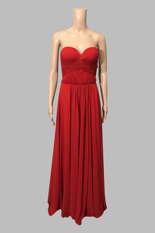 strapless pleated chiffon red bridesmaid dresses Perth Australia Envious Bridal & Formal
