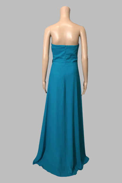 strapless pleated chiffon teal bridesmaid dress Perth custom made Australia Envious Bridal & Formal