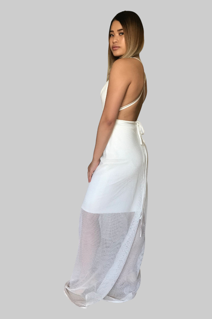 tie up back white evening formal dress Envious Bridal & Formal