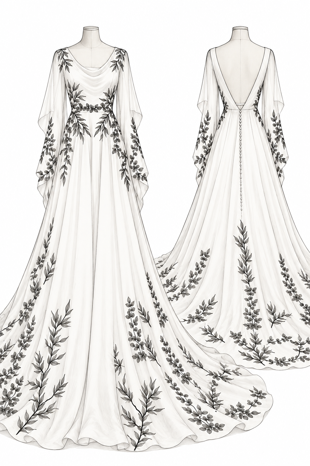 wedding dress sketch for a bride 